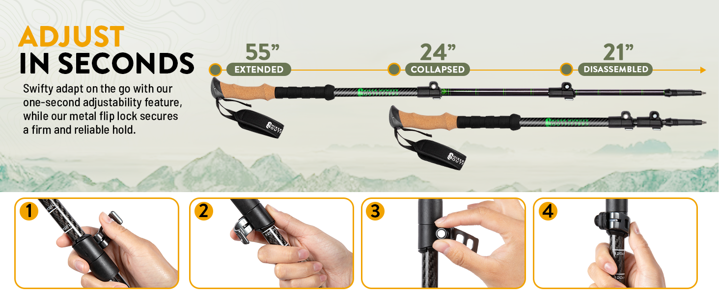 Carbon fiber trekking poles